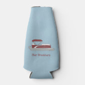 Rode en witte pontonboot gepersonaliseerd flesjeskoeler (Voorkant)