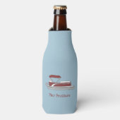 Rode en witte pontonboot gepersonaliseerd flesjeskoeler (Fles Voorkant)