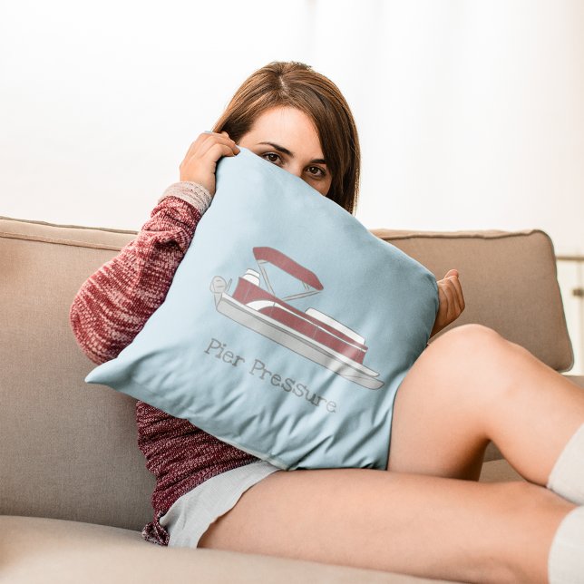 Rode en witte pontonboot gepersonaliseerd kussen (Creator heeft geüpload)