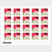 rode en witte pony vierkante sticker (Vel)
