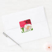 rode en witte pony vierkante sticker (Envelop)