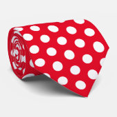 Rode en witte pooldots stropdas (Opgerold)