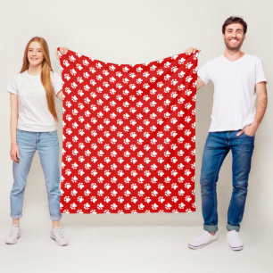 Rode En Witte Pootafdruk Fleece Deken