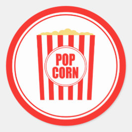 Rode en witte popcorn ronde sticker
