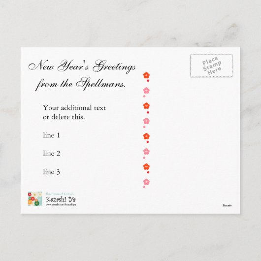 Rode en witte pruimenbloemen Groeten Briefkaart (Achterkant)