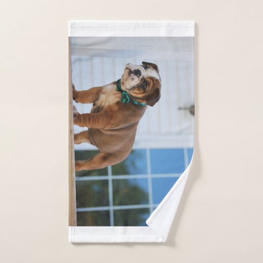 rode en witte puppy bad handdoek (Handdoek)