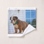 rode en witte puppy bad handdoek (Wasdoekje)