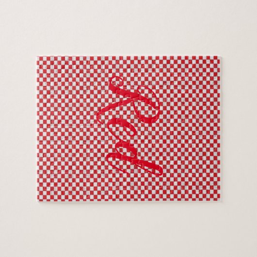 Rode en witte puzzel legpuzzel (Horizontaal)