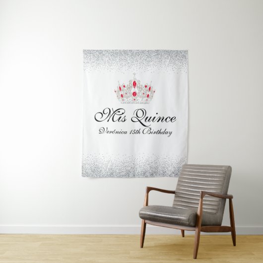 Rode en witte Quinceanera Photo Booth Wandkleed (In situ)