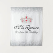 Rode en witte Quinceanera Photo Booth Wandkleed (Voorkant)