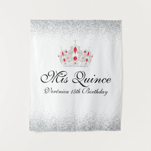 Rode en witte Quinceanera Photo Booth Wandkleed (Voorkant)