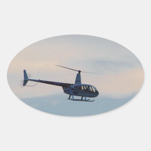 Rode en witte R44-helikopter Ovale Sticker (Voorkant)