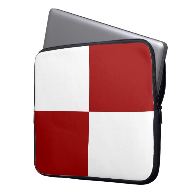 Rode en witte rechthoeken laptop sleeve (Voorkant Links)