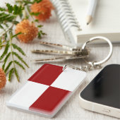 Rode en witte rechthoeken sleutelhanger (Voorkant Rechts)