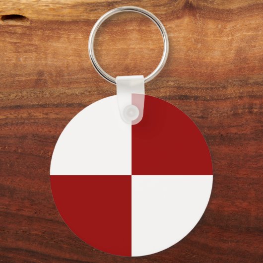 Rode en witte rechthoeken sleutelhanger (Voorkant)