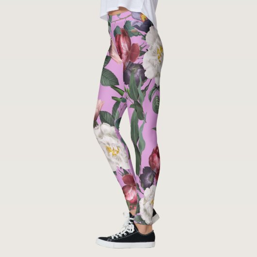 Rode en witte roos zomer boho luxe paars leggings (Links)