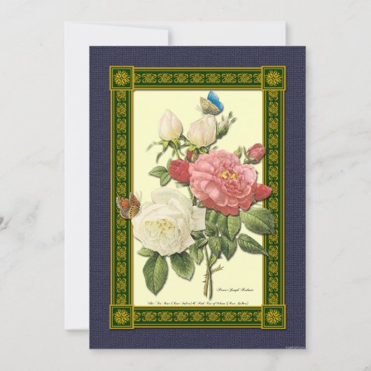 Rode en witte Rozen Botanische uitnodiging (Voorkant)