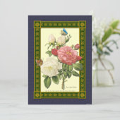 Rode en witte Rozen Botanische uitnodiging (Staand voorkant)