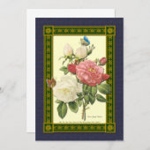 Rode en witte Rozen Botanische uitnodiging (Voorkant / Achterkant)
