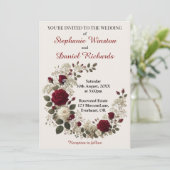 Rode en witte Rozen bruiloft Kaart (Staand voorkant)