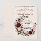 Rode en witte Rozen bruiloft Kaart (Voorkant / Achterkant)