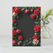 Rode en witte Rozen Custom Floral Wedding Kaart (Staand voorkant)