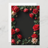 Rode en witte Rozen Custom Floral Wedding Kaart (Voorkant / Achterkant)