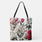 Rode en witte Rozen lelies Tote Bag (Achterkant)