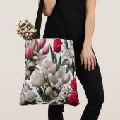 Rode en witte Rozen lelies Tote Bag (Dichtbij)