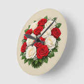 Rode en witte rozen ronde klok (Hoek)