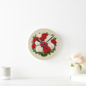 Rode en witte rozen ronde klok (Huis)