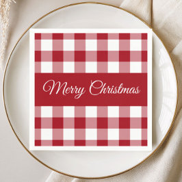 Rode en witte ruit Kerst Servet