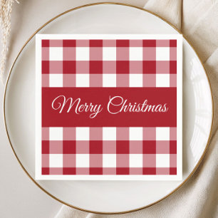 Rode en witte ruit Kerst Servet