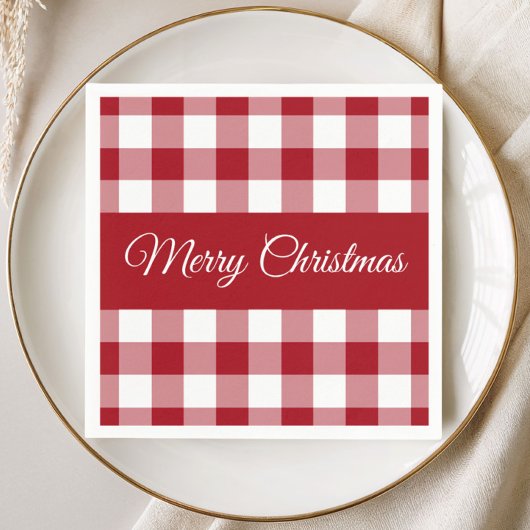 Rode en witte ruit Kerst Servet