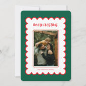 Rode en witte Scallop Lijst Christmas Kaart (Voorkant)