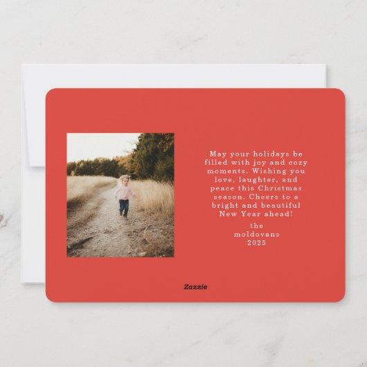 Rode en witte Scallop Lijst Christmas Kaart (Achterkant)