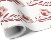 Rode en witte Scandinavische bloemen Cadeaupapier (Rol Hoek)