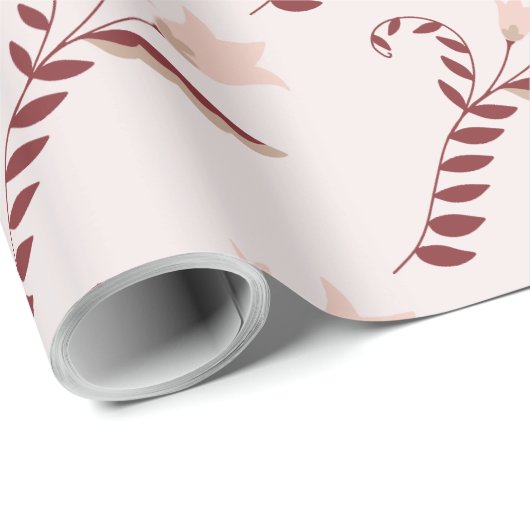 Rode en witte Scandinavische bloemen Cadeaupapier (Rol Hoek)