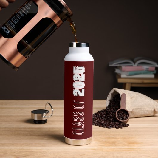 Rode en Witte Schoolkleuren Jaar van de Klas Waterfles (Koffie)
