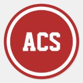 Rode en Witte Schoolkleuren Ronde Sticker (Voorkant)