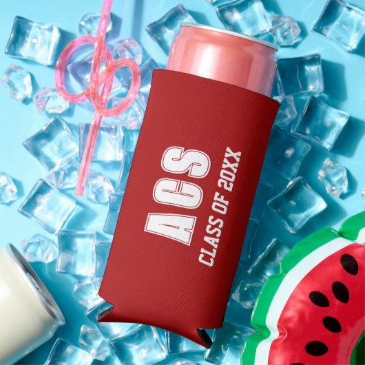 Rode en Witte Schoolkleuren Seltzer Blikjeskoeler (Insitu Zomer)