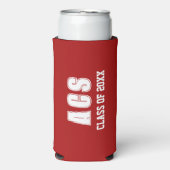 Rode en Witte Schoolkleuren Seltzer Blikjeskoeler (Seltzer Voorkant)