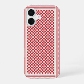 Rode en Witte Shemagh Keffiyeh Patroon, Saudi-Arab iPhone 16 Hoesje