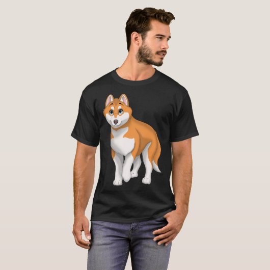 Rode en witte Siberische Husky Hond met Blauwe Oge T-shirt (Voorkant volledig)