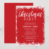 Rode en witte sneeuw grens kerstfeest kaart (Voorkant / Achterkant)