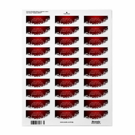 Rode en witte sneeuw vakantie Adresetiketten Etiket (Full Sheet)