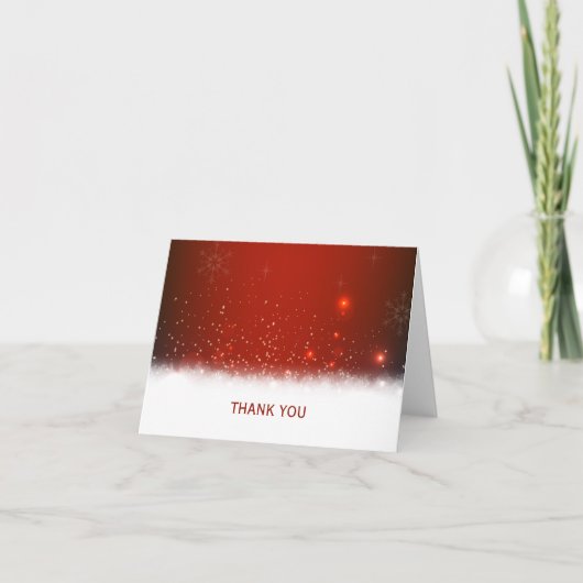 Rode en witte sneeuw winter gevouwen dank u kaart (Voorkant)