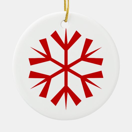 Rode en Witte Sneeuwvlok Keramisch Ornament (Voorkant)