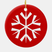 Rode en Witte Sneeuwvlok Keramisch Ornament (Achterkant)