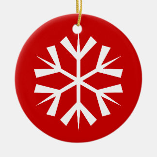 Rode en Witte Sneeuwvlok Keramisch Ornament